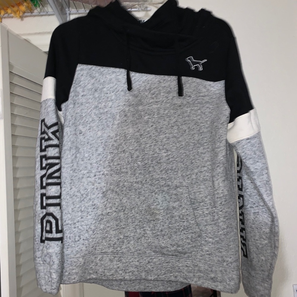 VSPINK Grey Colorblock Pullover Hoodie